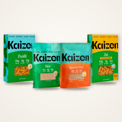 Kaizen proefpakket: Fusilli, Ziti Even fewer carbs, Rice en Spanish Rice