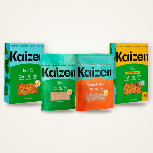 Kaizen colis découverte : Fusilli, Ziti encore moins de glucides, Riz et Riz espagnol